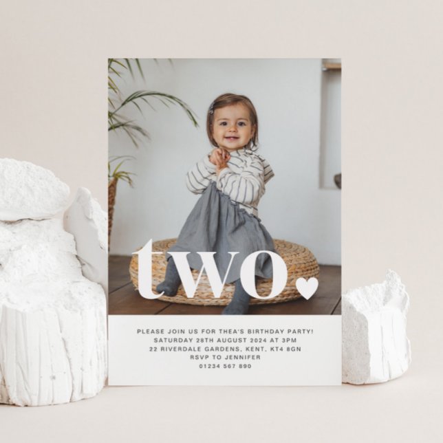 Deux Coeurs Photo Première Invitation Anniversaire (Créateur téléchargé)