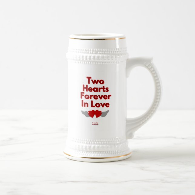 Deux Coeurs Pour Toujours Dans L'Amour Stein Mug (Droite)