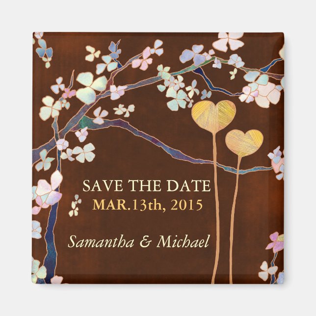 Deux coeurs sauvez la date Mariage Magnet (Devant)