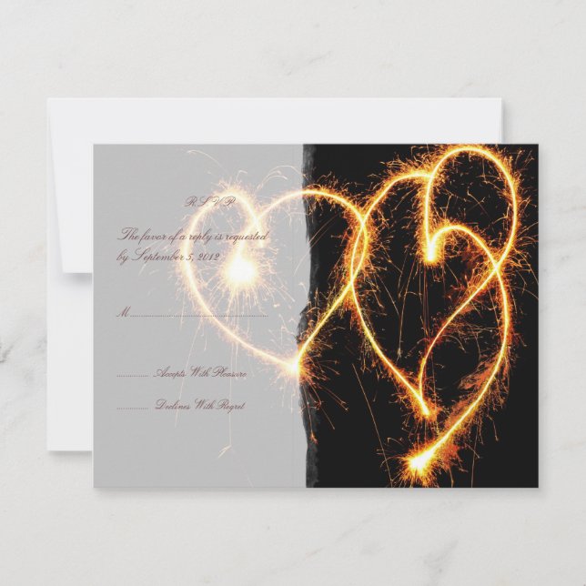 Deux coeurs Sparklers Mariage RSVP (Devant)