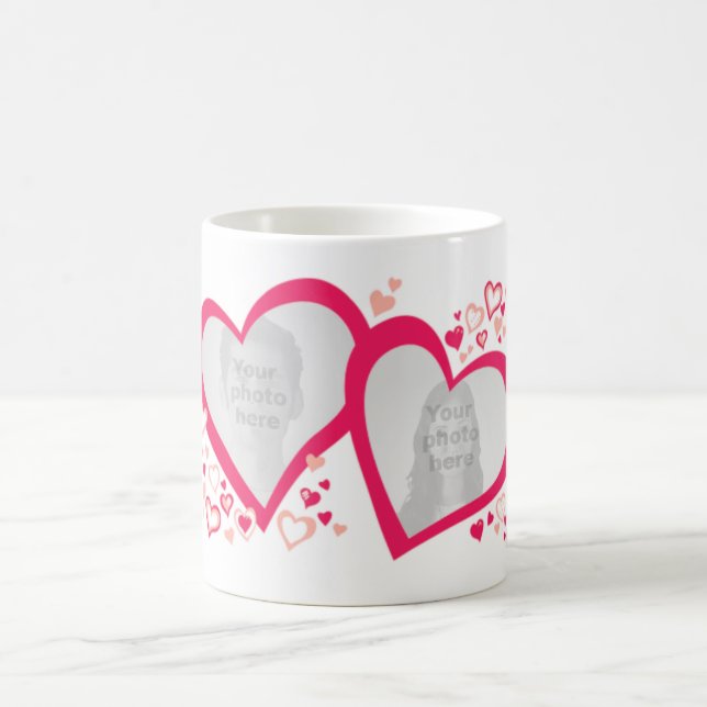 Deux coeurs valentine / photos mariages mug rouge  (Centre)