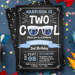 Deux Cool Boys Chalkboard 2e Invitations d'anniver