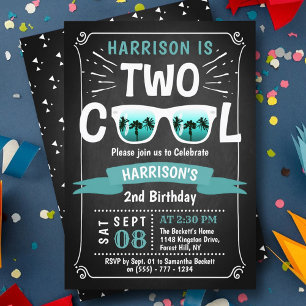 Deux Cool Boys Chalkboard 2e Invitations d'anniver