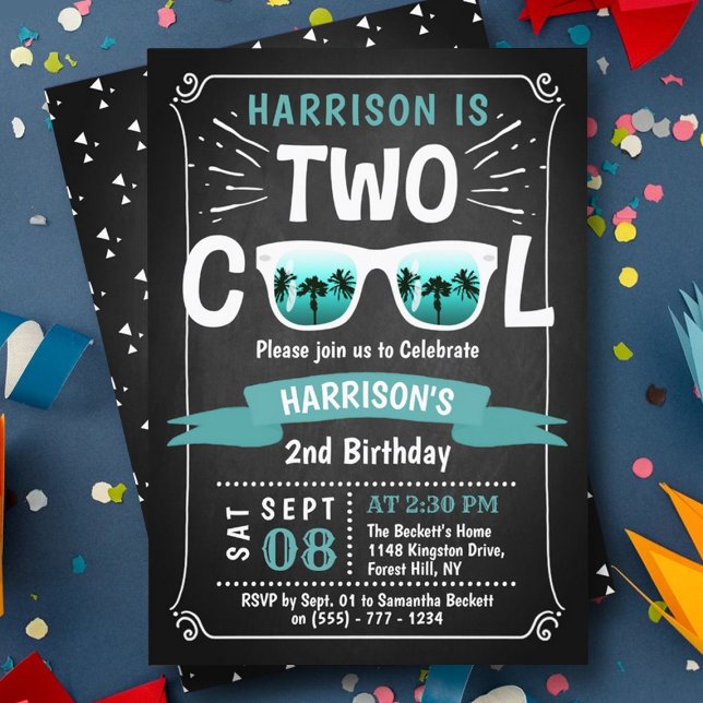 Deux Cool Boys Chalkboard 2e Invitations d'anniver (Créateur téléchargé)
