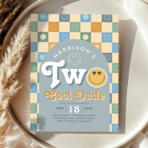 Deux Cool Dude Boys Blue 2nd Birthday Invitation
