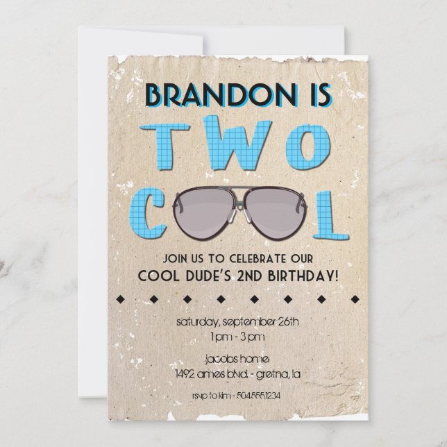 Deux Cool Invitations pour le 2e anniversaire (Devant)