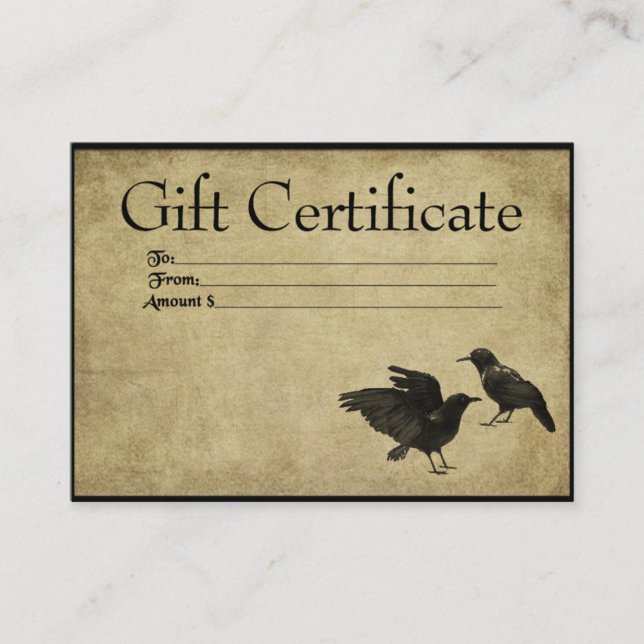 Deux corbeaux - Cartes de certificats-cadeaux Prim (Devant)