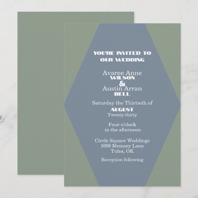 Deux couleurs bleu et vert diamant forme mariage (Devant / Derrière)