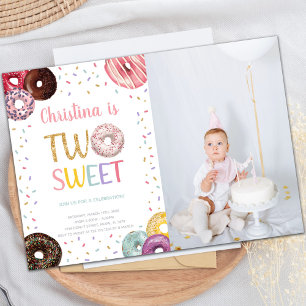Deux couleurs douces Donut Anniversaire Invitation