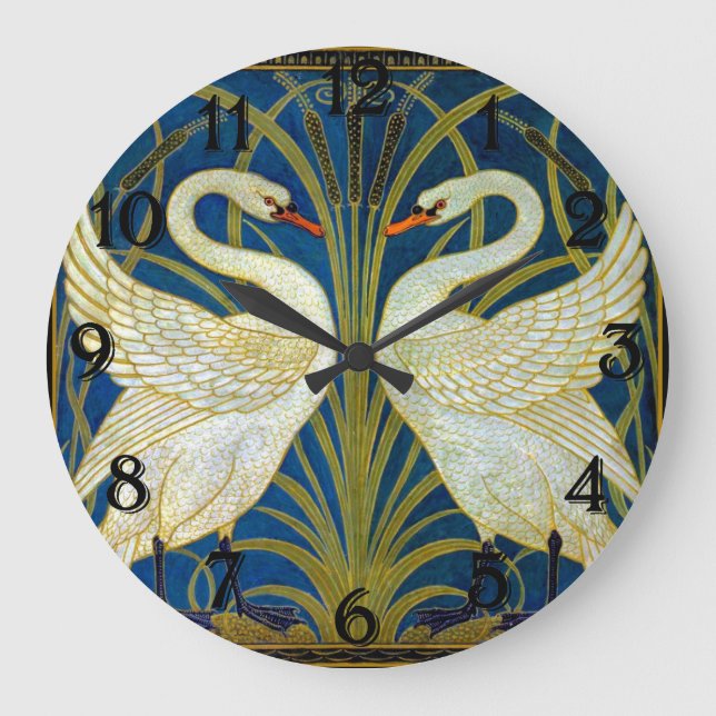 Deux cygnes Art Déco Horloge Mur Acrylique (Recto)