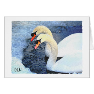 Deux cygnes blancs, la faune et l'aquarelle