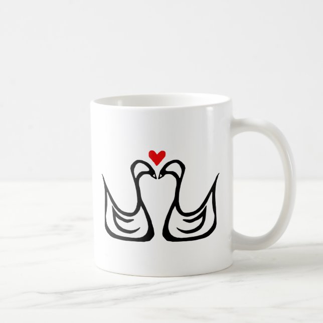 Deux cygnes et une tasse de coeur (Droite)