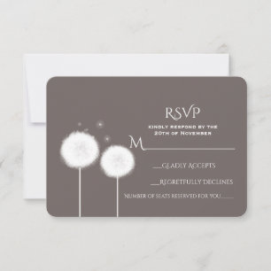 Deux Dandelions Taupe Mariage rustique RSVP