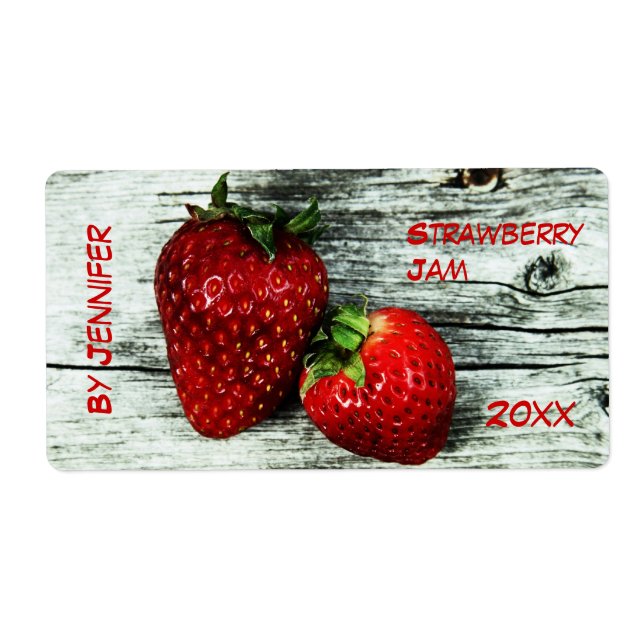 Deux délicieuses fraises étiquette à la confiture (Devant)