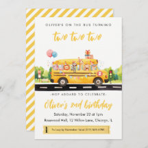 Deux deux autobus scolaires 2e invitation annivers