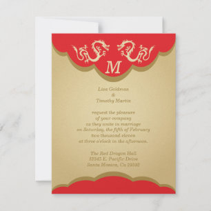 Deux dragons Monogramme Faire-part de mariage asia
