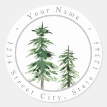 Deux Étiquettes de pins aquarelles