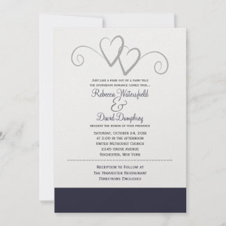Deux Faire-part de mariage de Coeurs Bleus Argent