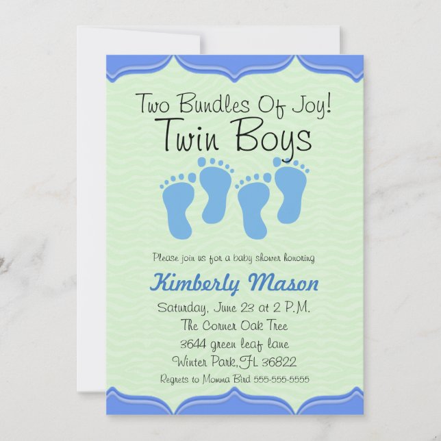 Deux Faits De Joie Invitation Pour Une Baby Shower (Devant)