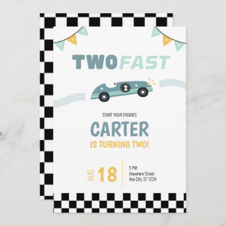 Deux Fast Race Car 2e Invitation Anniversaire