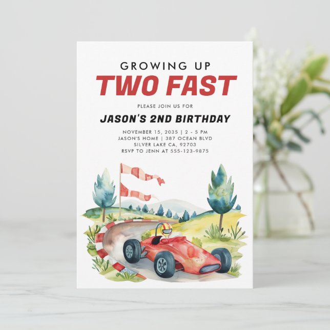 Deux Fast Race Car 2e Invitation Anniversaire (Debout devant)