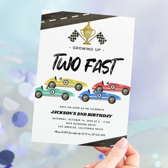 Deux Fast Race Car 2e Invitation Anniversaire (Créateur téléchargé)