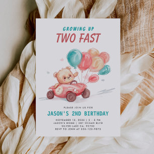 Deux Fast Race Car 2e Invitation Anniversaire