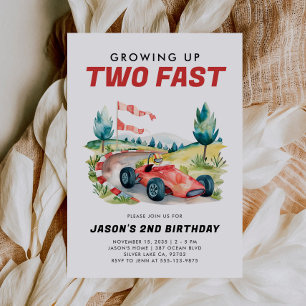 Deux Fast Race Car 2e Invitation Anniversaire