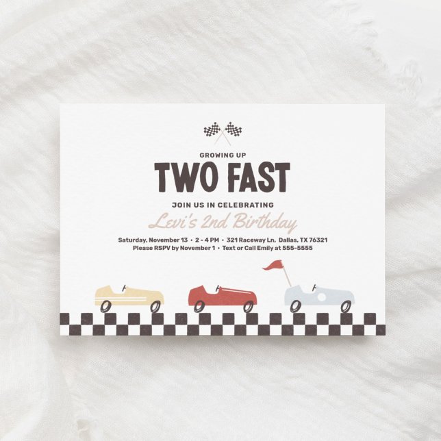 Deux Fast Race Car Boy 2e Invitation de fête d'ann (Créateur téléchargé)