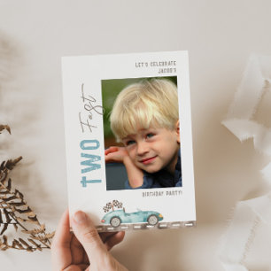 Deux Fast Race Car Photo Anniversaire Invitation