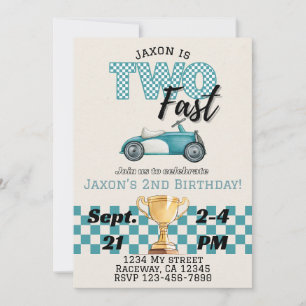 Deux Fast Racecar Thème Anniversaire Invitation