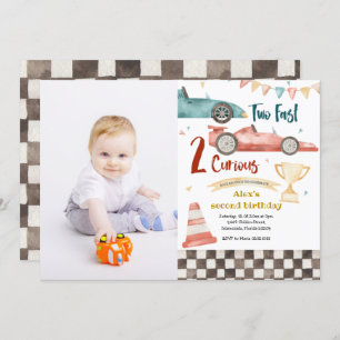Deux Fast Two Curious Racing Invitation avec photo