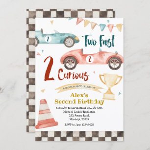 Deux Fast Two Curious Retro Racing Invitation