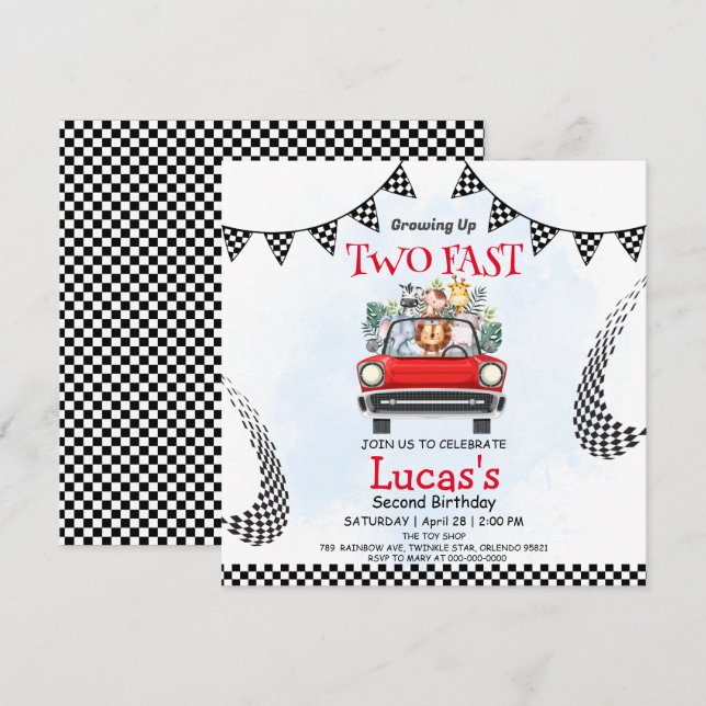 Deux Fast wild jungle Race Car 2e fête d'anniversa (Devant / Derrière)