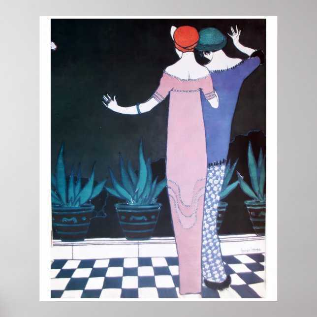 DEUX FEMMES DANS LA NUIT ,Art Déco Beauté Mode (Devant)