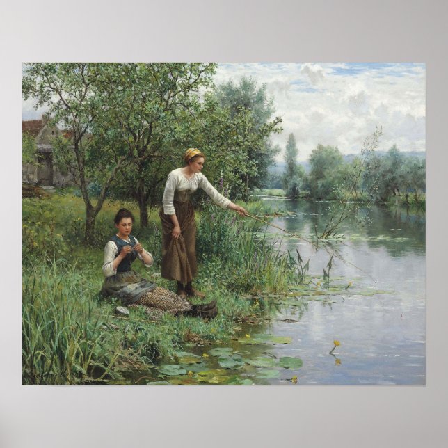 Deux femmes Poster de pêche - Daniel Ridgway Knigh (Devant)