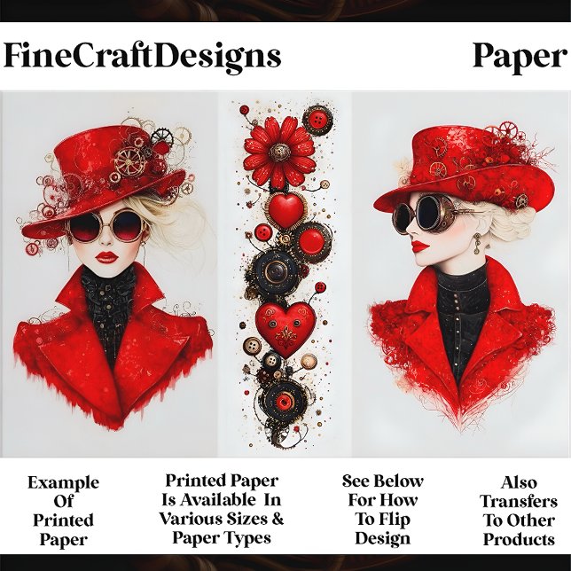 Deux Femmes Steampunk En Rouge CH4 Papier À Scrapb (Créateur téléchargé)