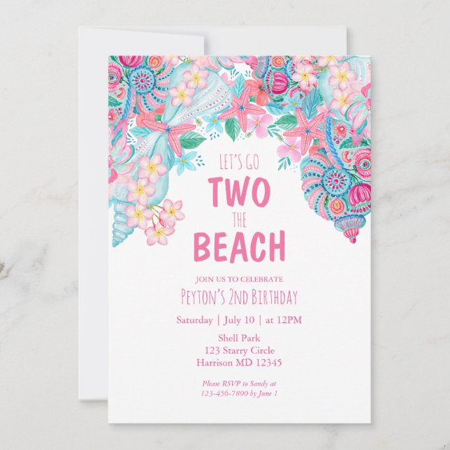 Deux filles d'été à la plage Invitation d'annivers (Devant)