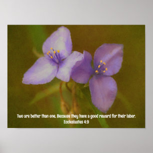 Deux fleurs violettes Bible Verse Poster d'Art
