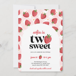 Deux fraises sucrées Invitation du 2e anniversaire