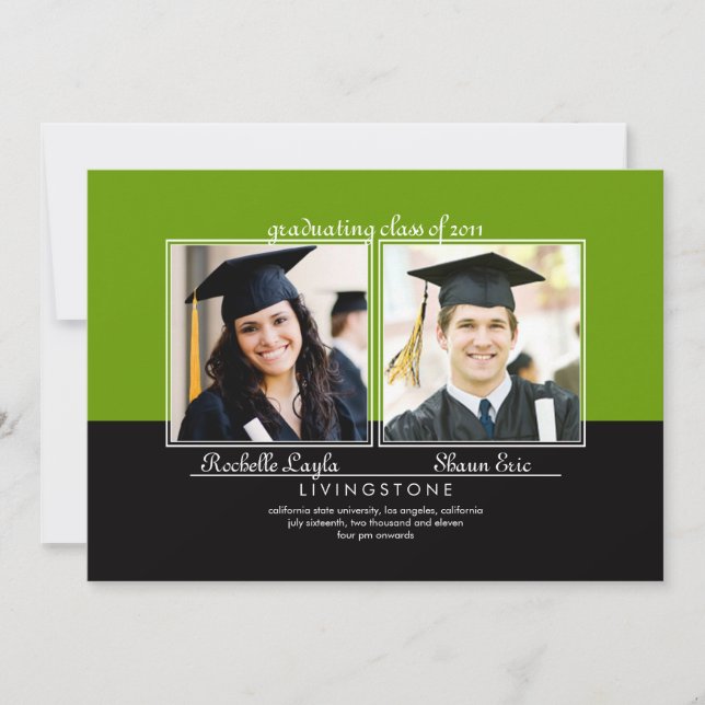 Deux frères et soeurs Faire-part de diplôme en pho (Devant)