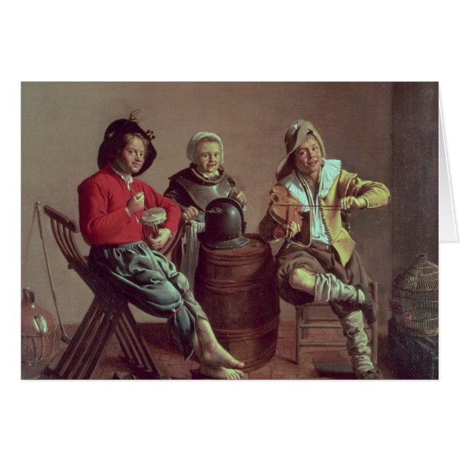 Deux garçons et une fille faisant la musique, 1629 (Devant horizontal)