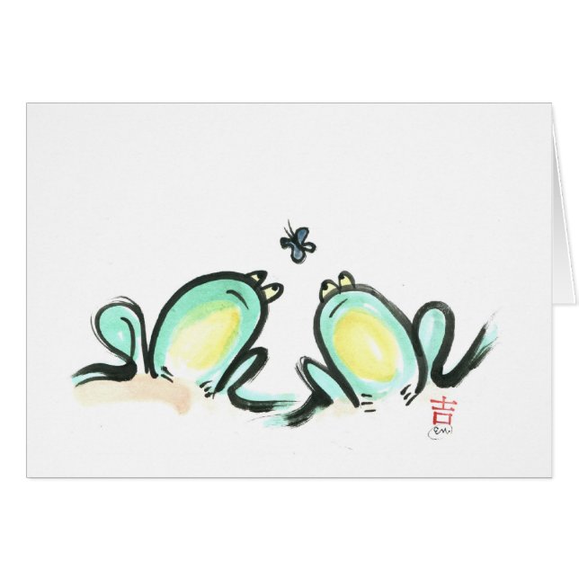 Deux grenouilles, un papillon (Devant horizontal)