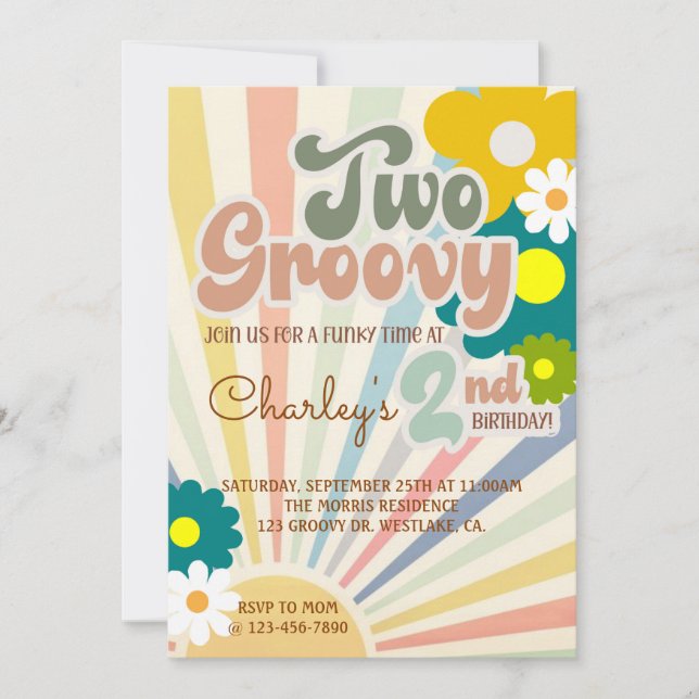 DEUX GROOVY, 2ÈME ANNIVERSAIRE, SOLEIL, Invitation (Devant)