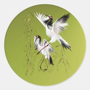 Deux Grues En Stickers Bambou
