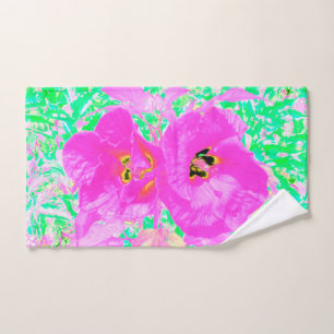 Deux Hibiscus de Plum Rose Hot Crazy sur Lime Gree