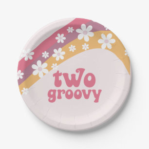 Deux hippie groovy Daisy Boho assiette en papier a