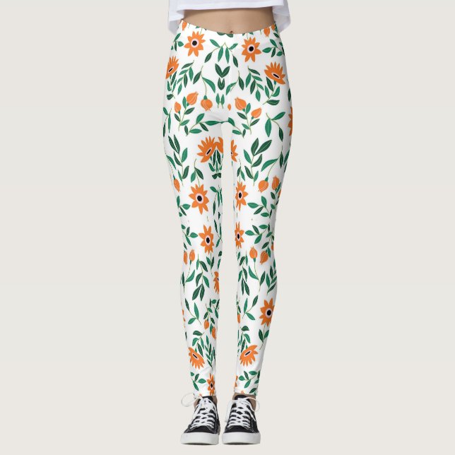 Deux images de leggings floraux présentent  (Devant)
