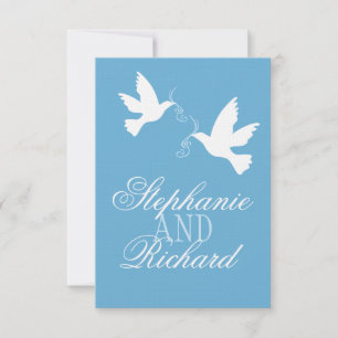 Deux inséparables blancs bleu mariage formel RSVP