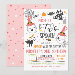 Deux Invitation Éffrayante Anniversaire - Girl Whi